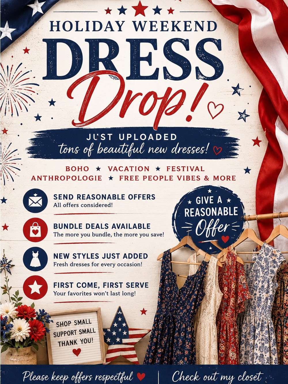 Boho Navy Floral Midi Dress - Women